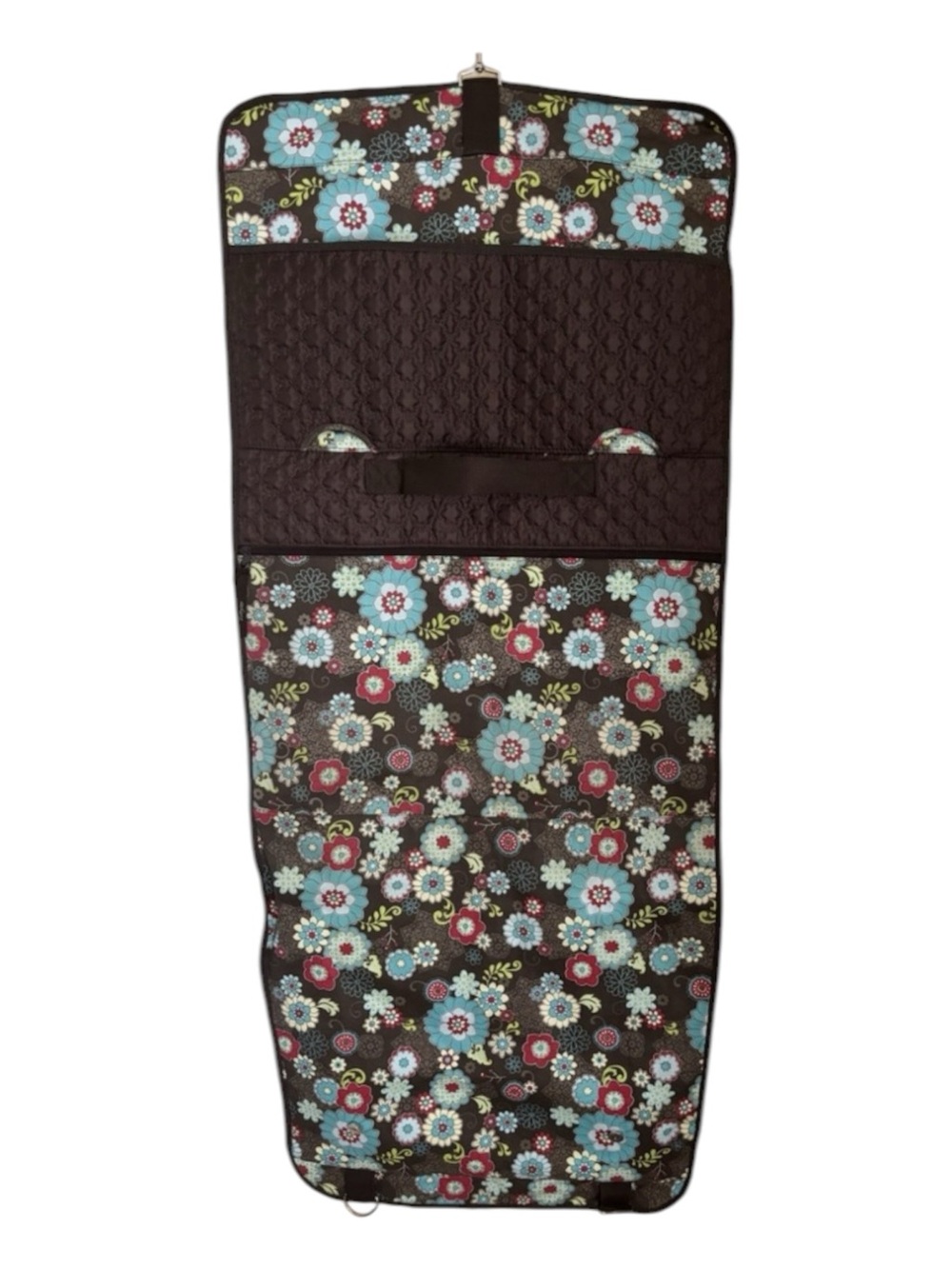 Vera Bradley Brown Floral Quilted Garment Bag with Aqua & Pink Flowers VTG Vibes